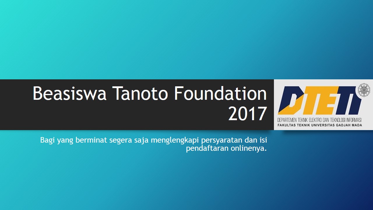 Beasiswa Tanoto Foundation 2017