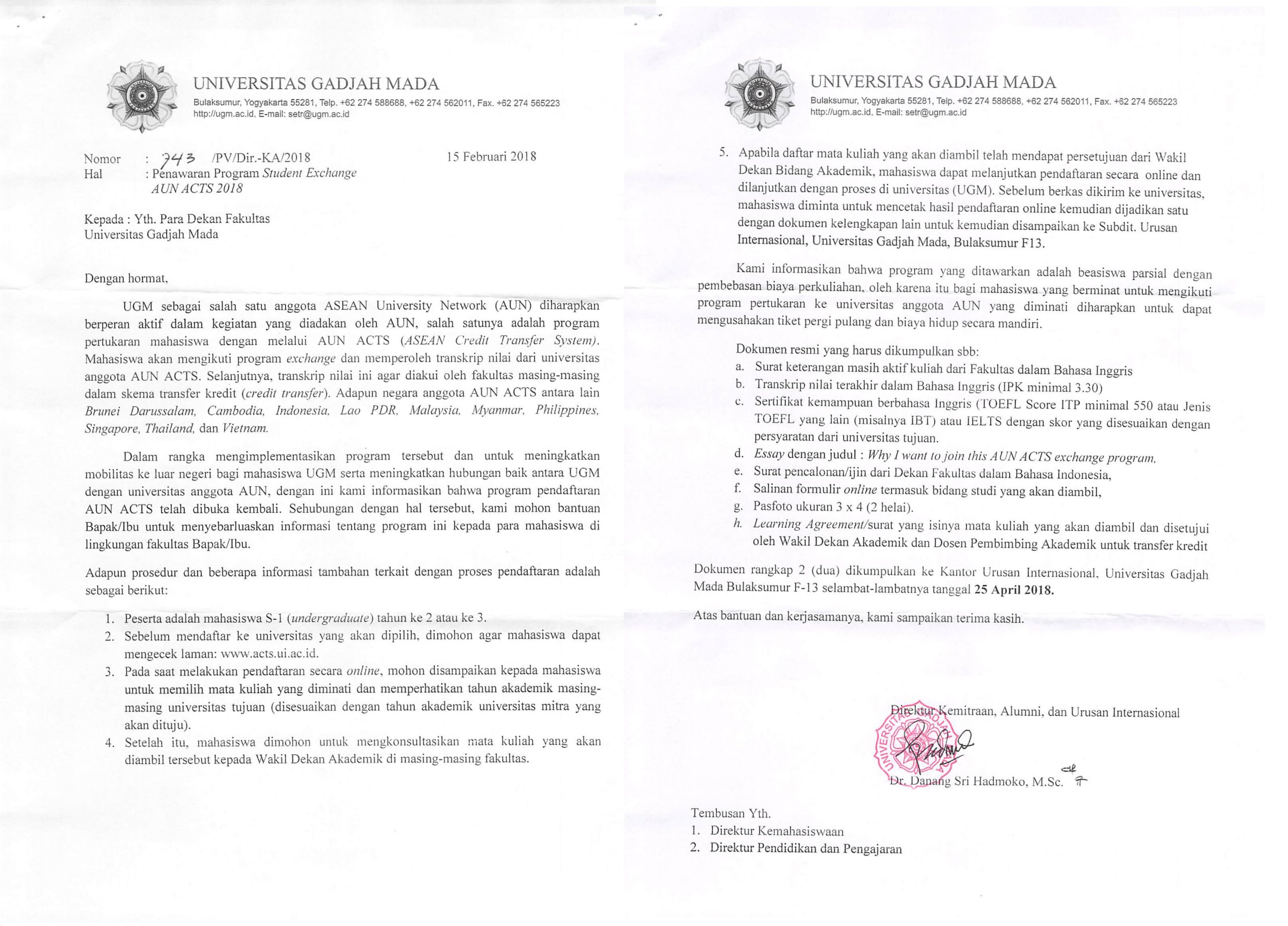 AUN ACTS (Asean University Network ASEAN Credit Transfer System)