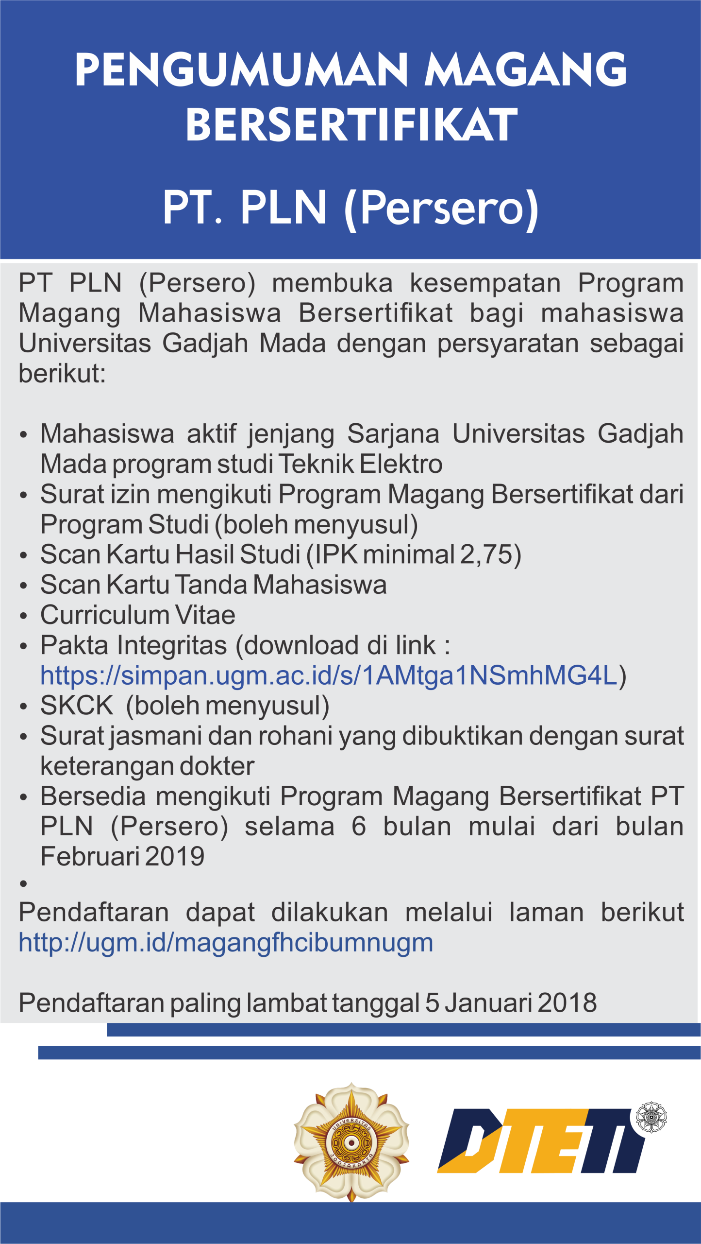 Magang Bersertifikasi PLN 2019