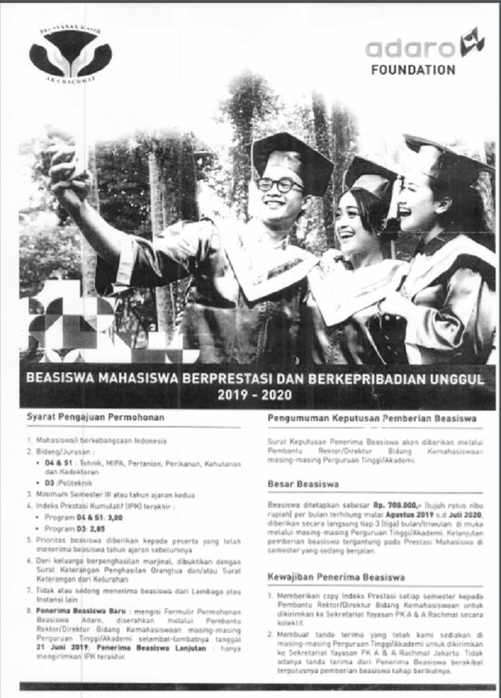 Beasiswa PT. Adaro 2019