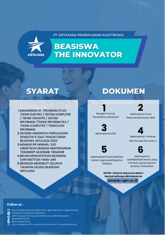 Beasiswa dari Artajasa untuk mahasiswa sarjana angkatan 2020