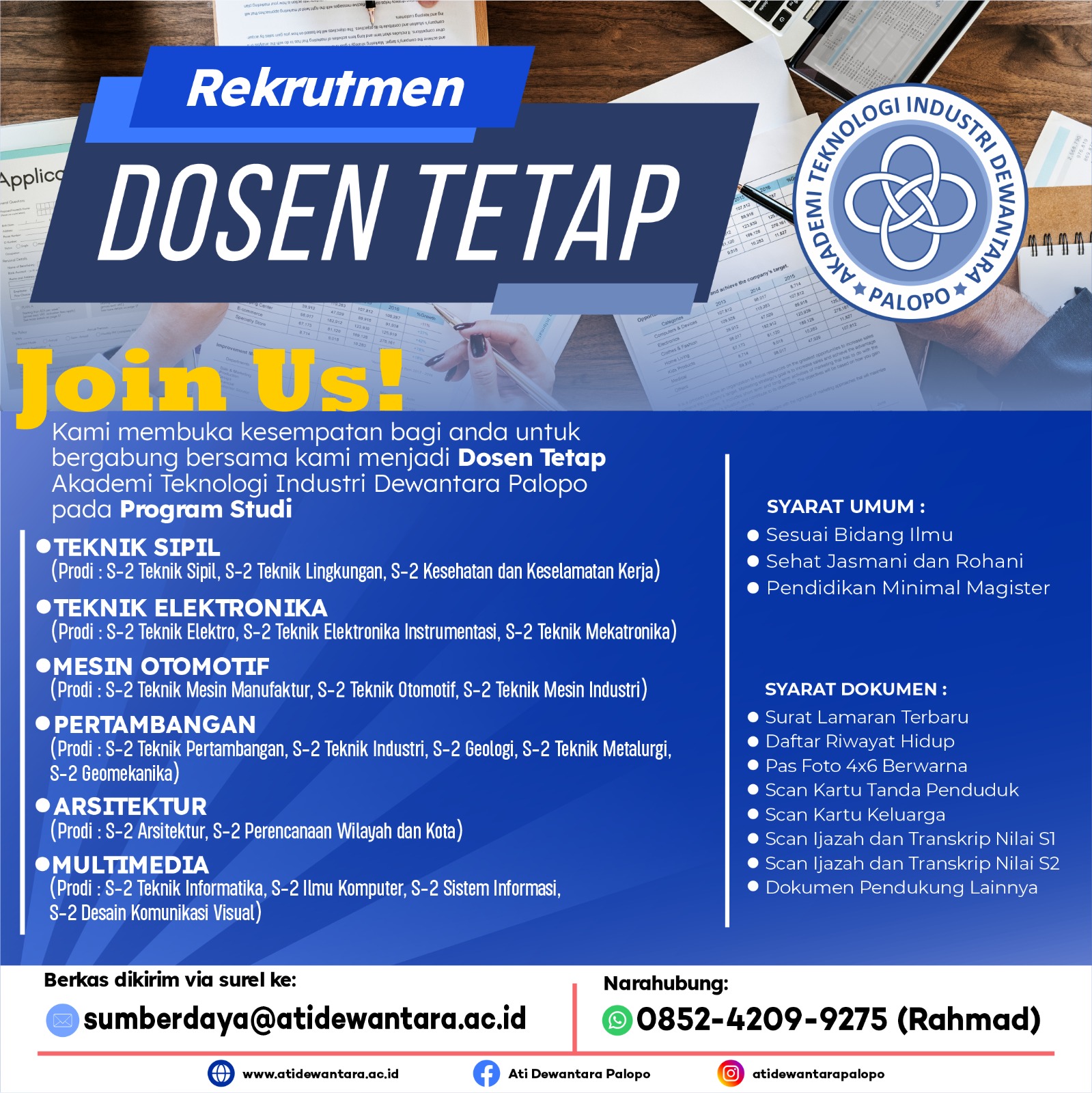 Kesempatan Berkarier di Akademi Teknologi Industri Dewantara palopo (ATI Dewantara Palopo)