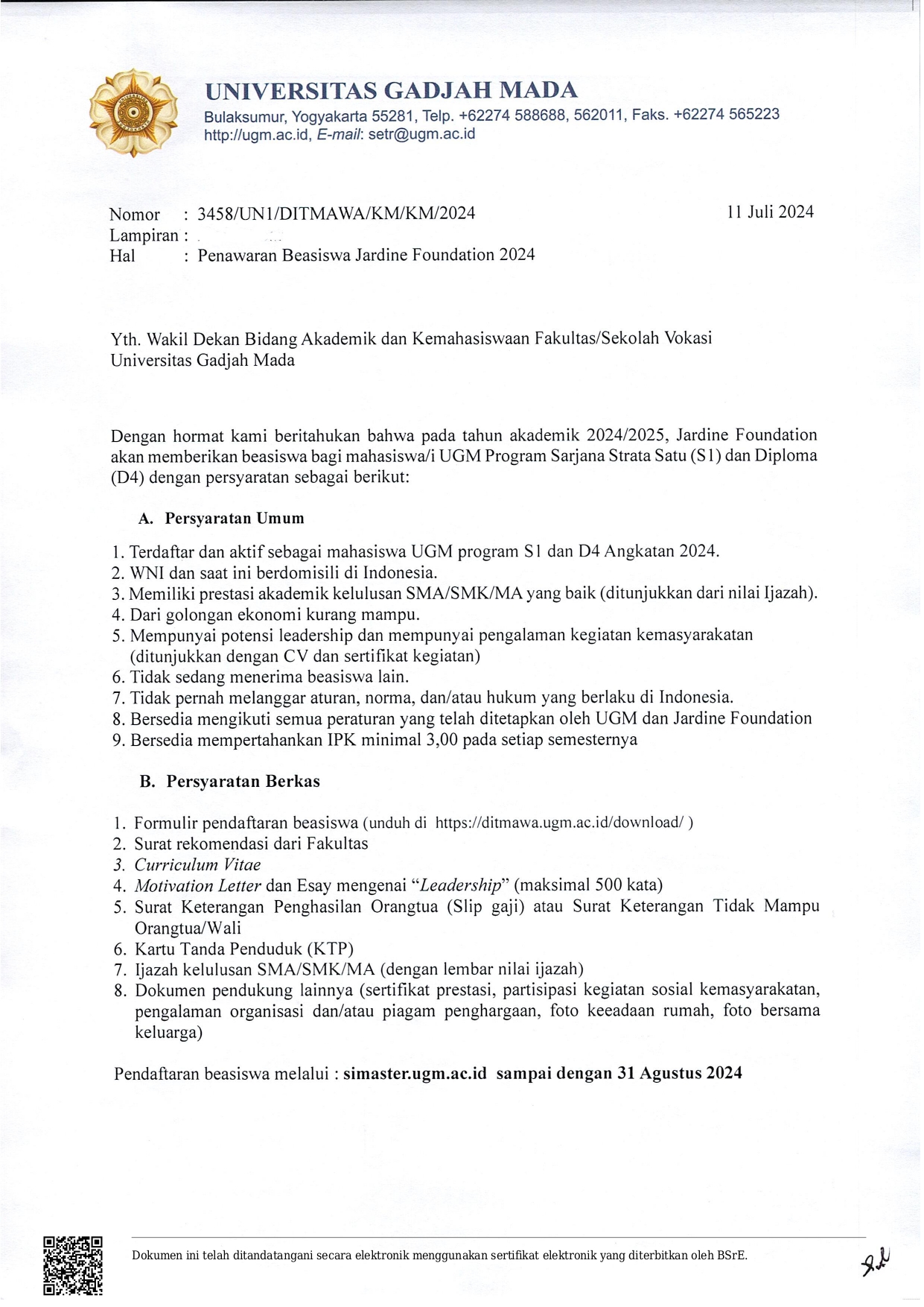 Beasiswa Jardine Foundation 2024 (sudah dibroadcast via WA Group dan masuk G-Drive publikasi)