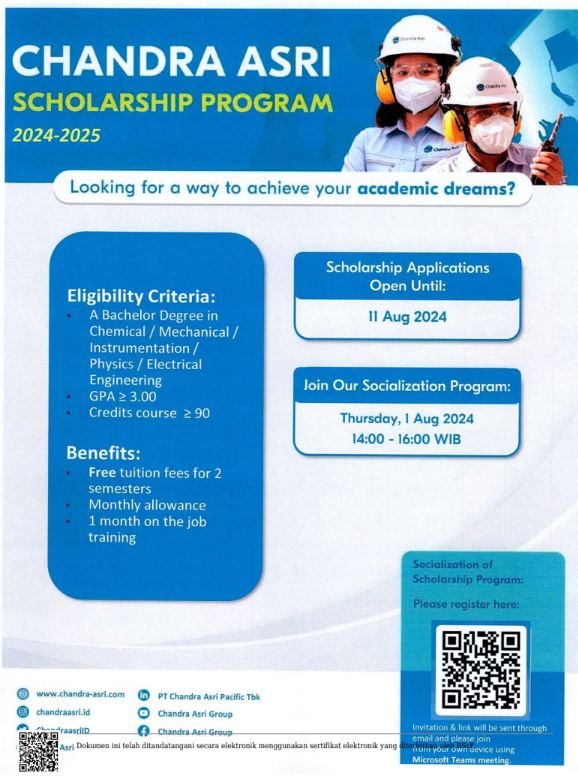 Beasiswa Chandra Asri 2024 (sudah dibroadcast via WA Group dan masuk G-Drive publikasi)