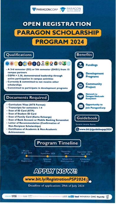 Beasiswa Paragon 2024 (sudah dibroadcast via WA Group dan masuk G-Drive publikasi)