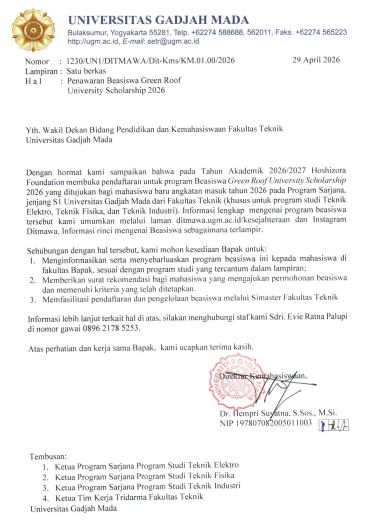 Penawaran Beasiswa Green Roof University Scholarship 2026